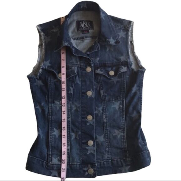 Rock & Republic Gunshow Stars Denim Vest Blue Sz XS - Picture 16 of 16